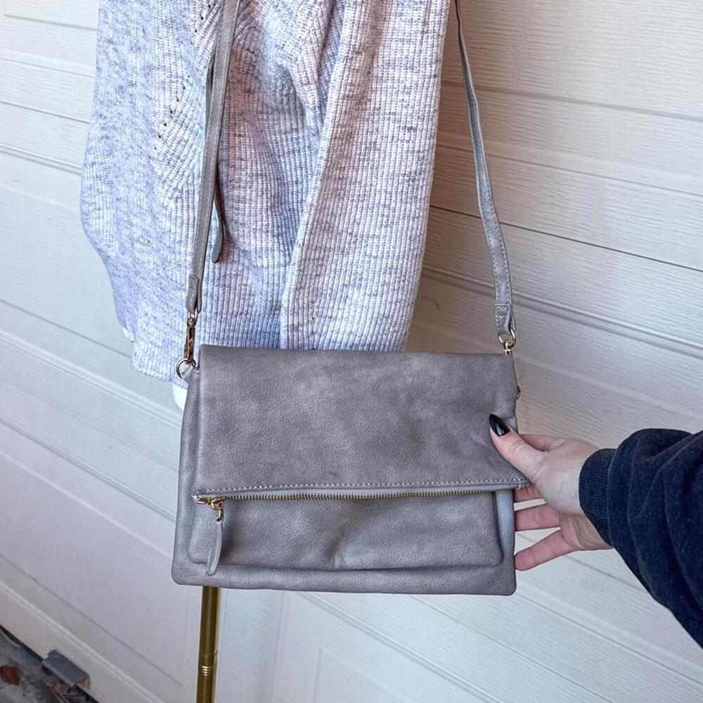 Gray Women's Crossbody Bag with Adjustable Strap